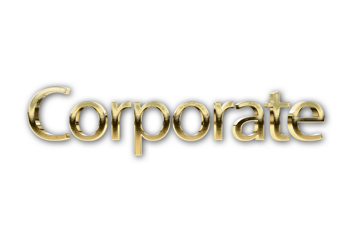 3D WORD CORPORATE gold text effects art typography PNG images free